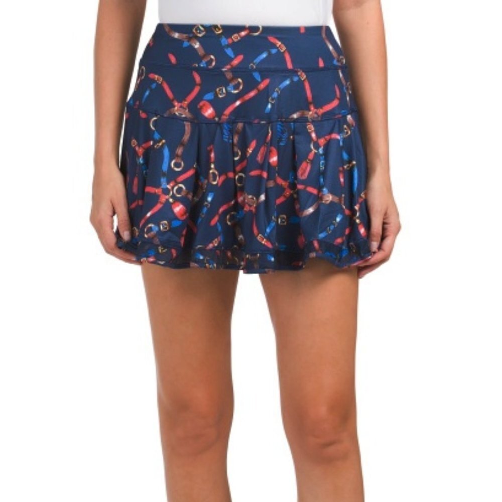 NWT Gottex Golf & Tennis Ladies Belt Printed Pleated Skort